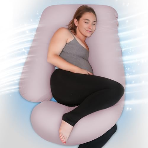PinkFroggie Cuscino Gravidanza,Cuscino Gravidanza per Dormire a Forma di U Supporto Maternità,Supporto per Schiena,Fianchi,Gambe, Pancia per Donne Incinte (Raffreddamento Seta Viola)
