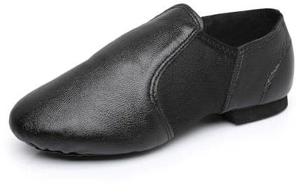 Dam jazzdansskor mjuk botten övningsskor elastisk yoga balettskor läder dansskor, 34-42EU, Svart, 36.5 EU