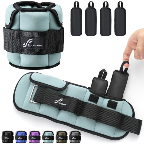 Sportneer Adjustable Ankle Weights: Improved Adjustable Leg Weights, Weight Cuffs Weights for Gym, Fitness, Workout, 0.45-2.3 kg per Ankle, 0.9-4.5 kg per Pair