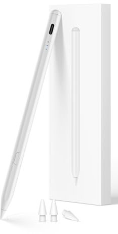 Stylus Stift für iPad 2018-2025 mit USB-C Schnellladeleistung, Palm Rejection und Neigungssensitivität Pencil für ipad 11/10/9/8/7/6, iPad Mini 7/6/5, iPad Air M3/M2/5/4/3, IPad Pro M5/4 13/12.9″/11″