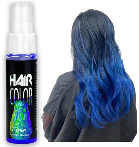 Blue Hair Spray, Hair Dye Temporary Hair Colour Spray, Navy Blue Coloured Washable Semi-Permanent Hair Colour for Instant Styling
