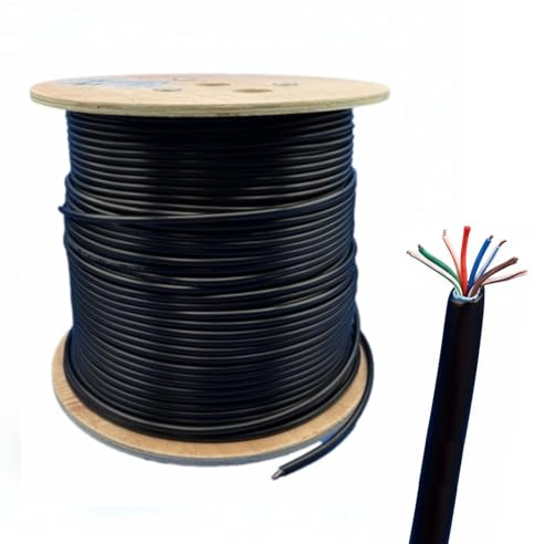Glac Store UTP Cat 5e LAN-kabel för utomhusbruk, 8 ledare 24 AWG, 1 000 Mbps, 4 trådbundna par, dubbel isolering av PE/LSZH, svart, 100 m eller 305 m (305 m)