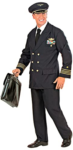 W WIDMANN MILANO Party Fashion - Kostüm Pilot, Jacke, Hose, Hut, Uniform, Airline, Karneval, Mottoparty