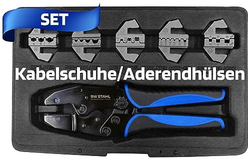 SW-Stahl 42585L Kabelschuhklemmzangensatz 6-tlg. - Crimpzange mit 5 Backen