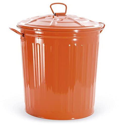 VERDELOOK Bidone per rifiuti con Coperchio, Arancione, capienza 35 Litri, Cestino pattumiera immondizia Spazzatura