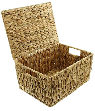 Universaltruhe aus Wasserhyazinthe mit Deckel, Aufbewahrungstruhe, Schatzkiste, Spielzeugtruhe (groß)