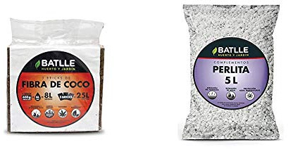 Sustratos Ecológicos Brick de Fibra de Coco 650g Batlle + Trato Perlita 5L Batlle