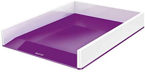 Leitz Briefkorb A4, 4er Pack, Zweifarbiges Design, Weiß/Violett, Duo Colour, WOW, 53611062