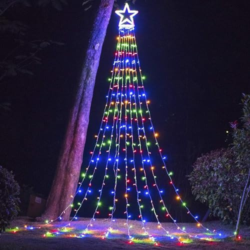 PUHONG Outdoor Christmas Lights, 320 LED Christmas Decorations, Outdoor Star String Lights with 8 Modes Waterproof for Christmas New Year Holiday Decor (Multicolored)
