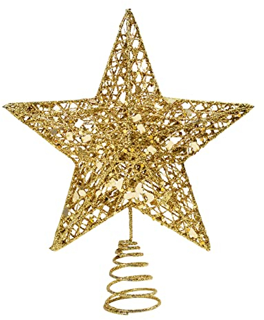 KEYIDO Gold Tree Star Christmas Tree Topper Star for Christmas Tree Metal Xmas Tree Star for Christmas Decorations Ornaments 25cm/10Inch