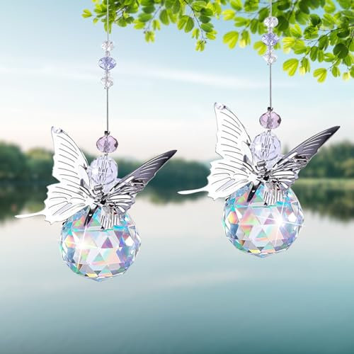 2 Pièces Attrape Soleil Cristal Suspendu, Suncatcher Cristal, Suncatcher Pendentif, Capteur de Soleil pour Fenêtre Chambre et Jardin Noël Jour de fête Mariage