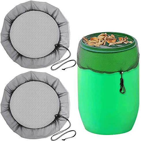 95cm Filet de Protection pour Tonneau, 2 Filet pour Citerne de Pluie, Convient à de Nombreux Types de Seaux, Facile à Installer et à Utiliser, Résistant aux Feuilles et aux Insectes