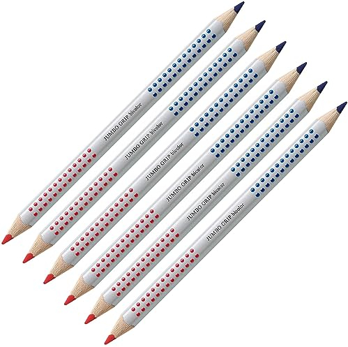 FABER-CASTELL 205083 - Buntstifte Jumbo Grip, Silbentrennstift, 6 Stück, rot und blau, ideal für Schreibanfänger