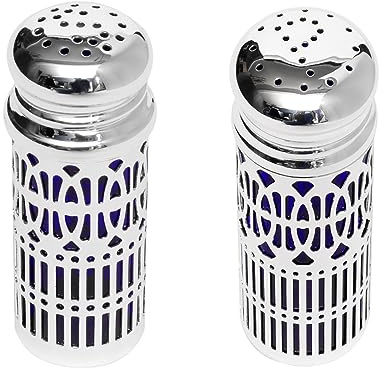 Brillibrum Design salt och pepparskakare silverpläterad metall kryddströare fin saltkar silver spridare set om 2 (variant 3: 9 x 4 cm (HxØ))