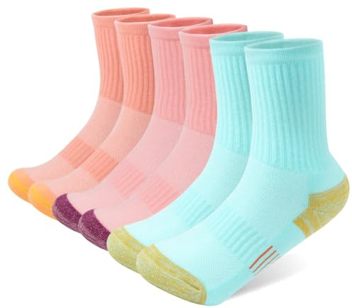 OFFCUP Chaussettes Femme, 3 Paires Chaussettes de Randonnée pour Femmes, Chaussette de Sport de Marche Respirantes Coton, Femme Chaussette Anti-ampoules Chaudes Trekking Multicolore -Milieu