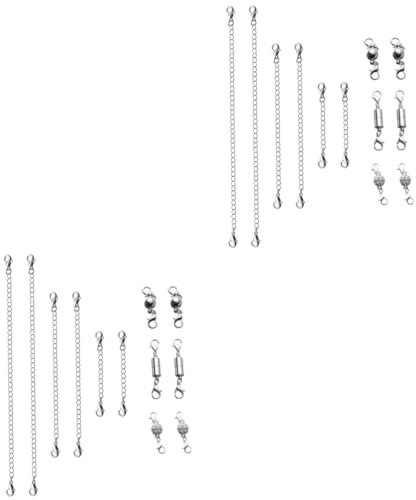 SEWACC 2sets Silver Necklace Extender Magnetic Buckle DIY Jewelry Making Chain Necklace Accessory Easy Install DIY Jewelry Supplies