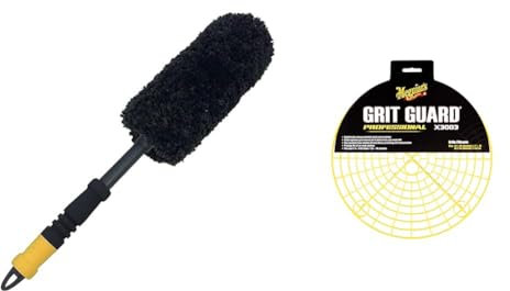 Meguiar's X1901EU Supreme Microfibre Wheel Brush, Large, Completely Safe Wheel Cleaning & X3003 Professional Car Wash Grit Guard (car wash bucket sold separately)
