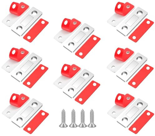 Türmagnet, ultradünn, selbstklebend, Magnetschnäpper, silberfarben, Magnettür, rechteckig, Möbelmagnete für Türen, Schubladen, Schrank, Balkontür, Schiebetür, 8 Stück