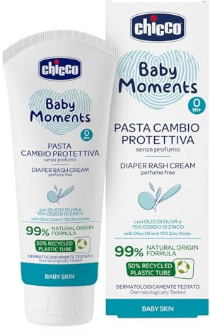 Chicco Baby Moments Pasta Cambio Protettiva, Pasta Cambio Pannolino, Con Ossido di Zinco, Formula Delicata, Protegge dalle Irritazioni causate dal Pannolino, Senza Profumo, 100 ml