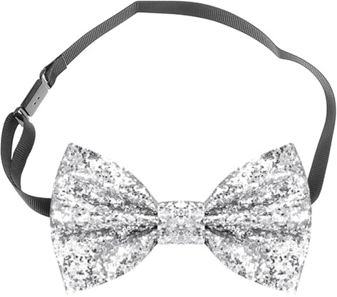 Sparkly Bow Tie,Bow Ties for Men,Silver Bow Tie,Glitter Sequin Boys BowTie,Adjustable Strap,Bowtie for Men Bachelor Dance Night Party Carnival Christmas Halloween Valentine's Day Stage Show (Silver)