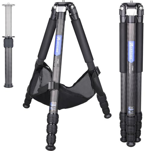 ARTCISE Trípode de viaje de fibra de carbono, ultraligero, compacto, para fotografía de viajes, altura máxima de 66 pulgadas, carga de 44 libras