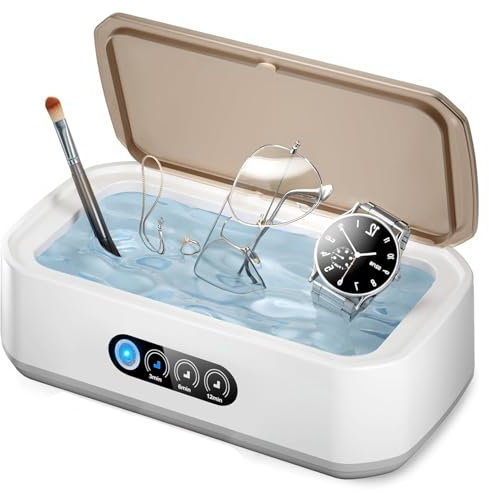 Infreecs Ultrasonic Jewellery Cleaner, 650ml 49kHz Ultrasonic Cleaner Machine with 3 Digital Timer, Professional Sonic Cleaner with One-Touch Operation, Suitable for Rings, Glasses, Jewelry, Dentures