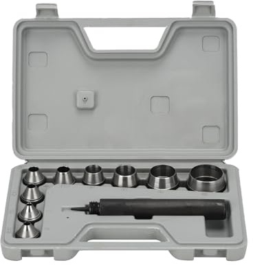 TMZDCJK Heavy Duty Hole Punch Set & Leather Punch Tool Kit, 9pc | Large Hollow Hole Punch Kit, Professional Gasket Maker for Leather, Rubber, Plastic, Copper - High Carbon Steel with Case