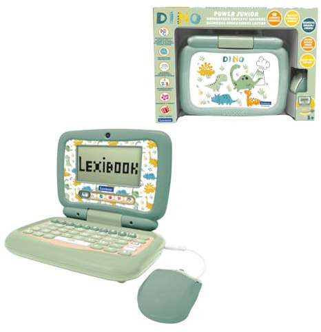 Lexibook, Ordinateur Portable éducatif bilingue Anglais/FRANÇAIS Dinosaure, 40 activités éducatives, JC398DINOi1LXB