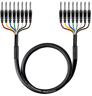Monoprice 8-Channel 1/4-Inch TS Male to 1/4-Inch TS Male Snake Cable - 6 Feet, 26AWG, 8 Balanced Mono and Unbalanced Stereo Lines