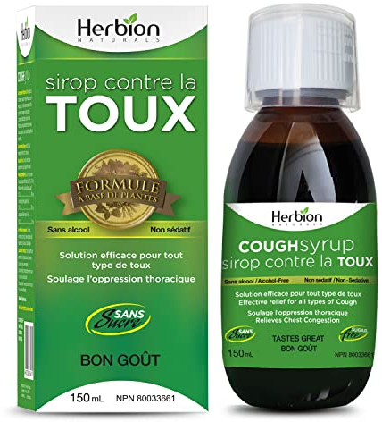 Herbion Naturals Hustensaft ohne Zucker, Wirksame Linderung bei allen Arten von Husten, beruhigt den Hals, 150 ML