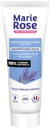 MARIE ROSE - Shampooing Doux Anti-Poux - Complément de Traitement - 250 mL - Shampooing à l'Huile Essentielle de Lavande - Tout Type de Cheveux - Fabriqué en France