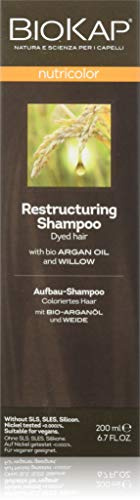 BIOKAP Aufbau Shampoo für coloriertes Haar 200ml | mit Bio Arganöl - Weidenrinde - Essenzöle von Eukalyptus - Rosmarin Extrakt - VEGAN - ohne Silikone - ohne Parabene - tierversuchsfrei