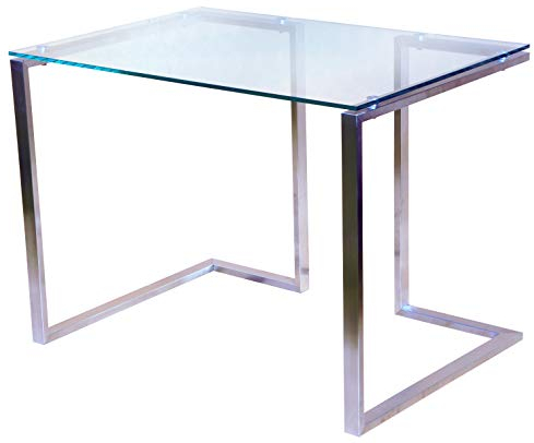 CHYRKA® Bürotisch Computertisch Beistelltisch Edelstahl Schminktisch Moderne Design Glas Schreibtisch (120x60 cm)