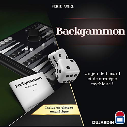 Dujardin - Backgammon - Jeu de Stratégie - 1 Plateau magnétique Inclus - Léger, idéal pour Les Voyages - Se Joue à 2 - A partir de 7 Ans