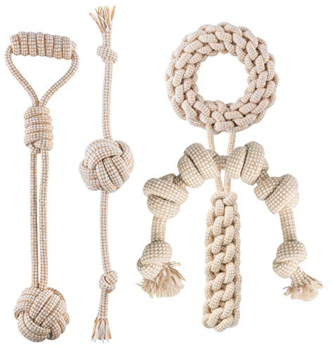 FONPOO Ensemble Lot de 10 de Jouets pour Chien, durables mâcher Corde Jouet Solitude Petits et Moyens Chiens santé (Multicolore) (Set of 5,1.25kg)