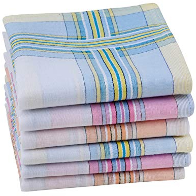 HOULIFE Damen Taschentücher aus Reiner Gekämmte Baumwolle Stofftaschentücher 3 Farben für Alltagsgebrauch 6/12 Stücke 28x28cm Weihnachtsgeschenke