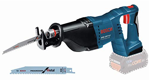 Bosch Professional GSA 18 V-LI - Sierra sable a batería (18V, 2400-2700 cpm, control de velocidad, 2 baterías x 4.0 Ah, en L-BOXX)