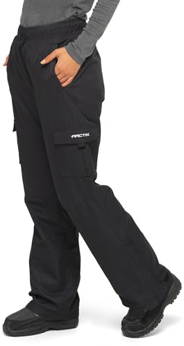 ARCTIX kvinnors Lumi Pull Over Fleece fodrade Cargo snöbyxor, svart, Large (12-14) kort