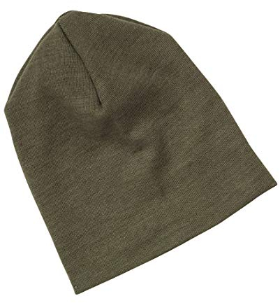 Engel Natur, Baby- und Kindermütze doppellagig, 70% Wolle (kbT), 30% Seide (110-116, Olive)