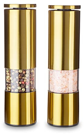 ECHTWERK Set di 2 macinini per spezie, Macinino per sale e pepe in acciaio inox di alta qualità con macinino in ceramica ABS, Manuale, Per pepe, sale e peperoncino, Edizione Oro