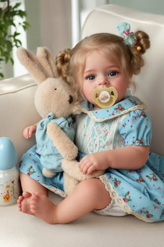 JIZHI Lifelike Reborn Baby Dolls - 18 Inch Realistic-Newborn Baby Dolls Blond Girl Handmade Real Life Baby Dolls with Clothes for Kids Age 3+