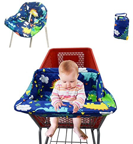 Housse de Caddie pour Bébé - Siège de Caddie et Chaise Haute, Protection Douce et Confortable avec Harnais de Sécurité, Pliable et Facile à Transporter, Lavable en Machine