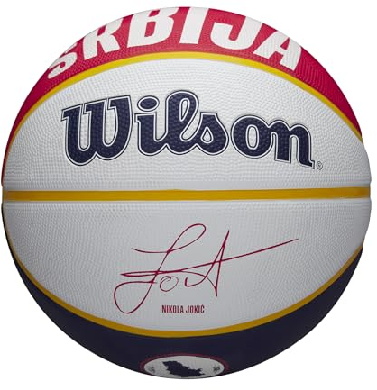 Wilson Basketball, NBA Player Icon, Nikola Jokic, Denver Nuggets, Outdoor und Indoor, 7, Blau / Gelb