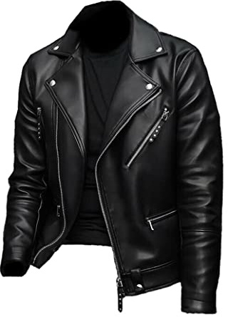 Brando-stil för män - Negan jacka slim fit motorcykel svart biker läderjacka, Svart – äkta läder, M
