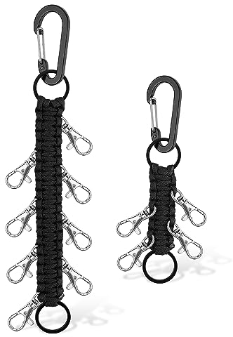 KINBOM 2 Stück Cheer Bow Holder, Groß und Klein Multifunktional Cheer Schleifen Halter Paracord-Schlüsselanhänger-Halter für Teenager Mädchen Weiterführende Schule Hochschulsport (Schwarz)