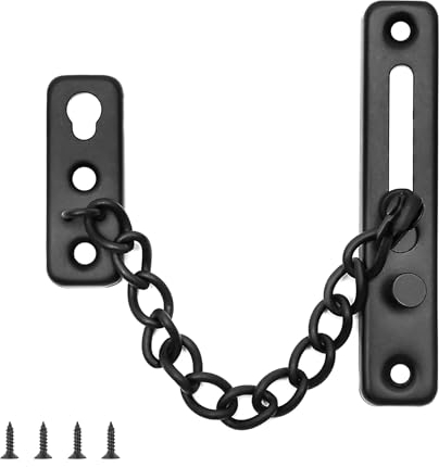 Chaîne de sécurité de porte, chaîne de porte en acier inoxydable, chaîne de protection de serrure de porte, serrure de sécurité de chaîne de porte pour la maison, l'hôtel, les portes et fenêtres -noir