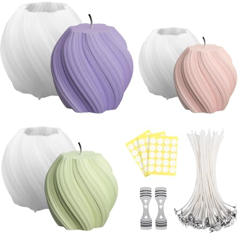 Aulese Silikonformen Gießformen Kerzen, 3 Stück Silikon Formen zum Gießen, 3D Kerzenform für DIY Bienenwachs, Aromatherapie, Kerzenherstellung, Handgefertigte