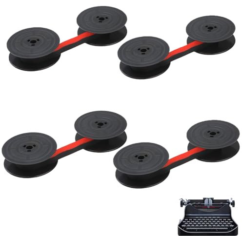 4 Stück Farbband für Schreibmaschine, Schreibmaschinenband Doppelpack Nylon Universelle Typewriters Farbband kompatibel mit verschiedenen Schreibmaschinenmodellen Vielseitigen Zubehör (Rot & Schwarz)