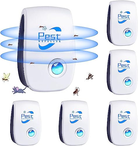 Répulsif Ultrason Anti-Rongeurs Insectes, 6 Pack Ultrason Anti Moustique Ultrason Souris et Rats, Insectes Répulsif Électronique Anti Souris, Rats, Fourmis, Araignées, Moustiques, Cafards