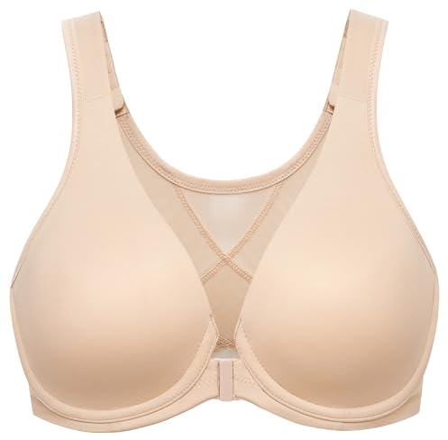 MELENECA Donna Non Imbottito Reggiseno Posturale con Chiusura Frontale Post Chirurgia Supporto per la Schiena - Senza Ferretto Beige 4D